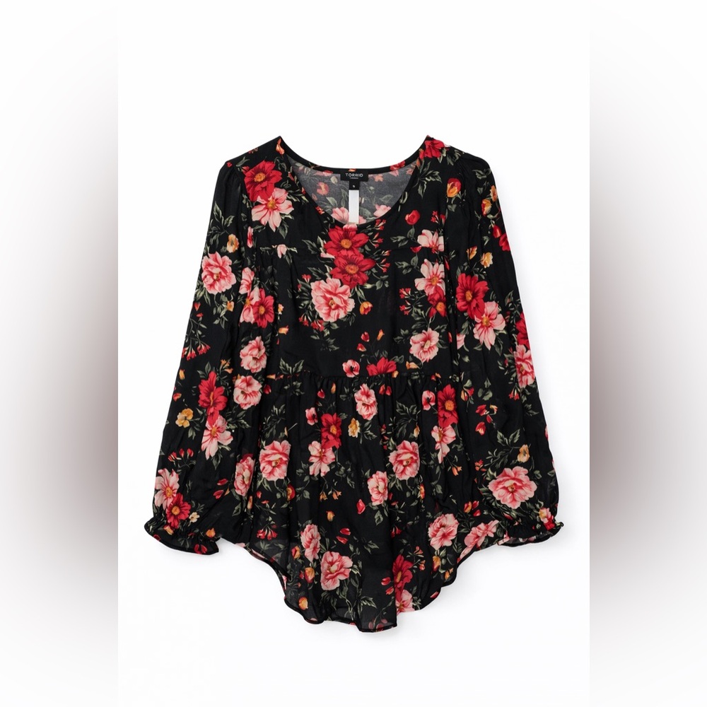 Torrid Black Floral Blouse